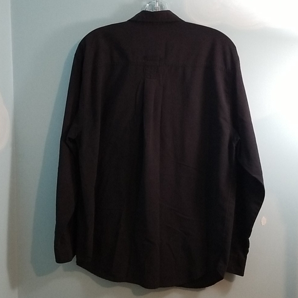 Mens black long sleeve button up shirt with collar and pockets XL - Picture 2 of 10